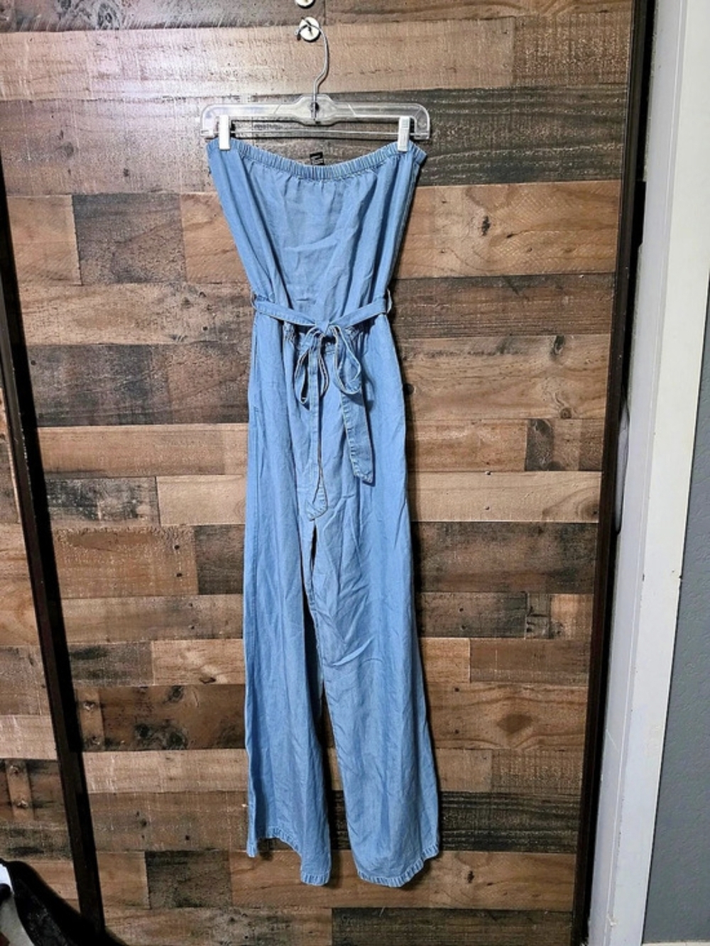 Forever 21 Strapless Wide Leg Jumpsuit in Blue Size Medium